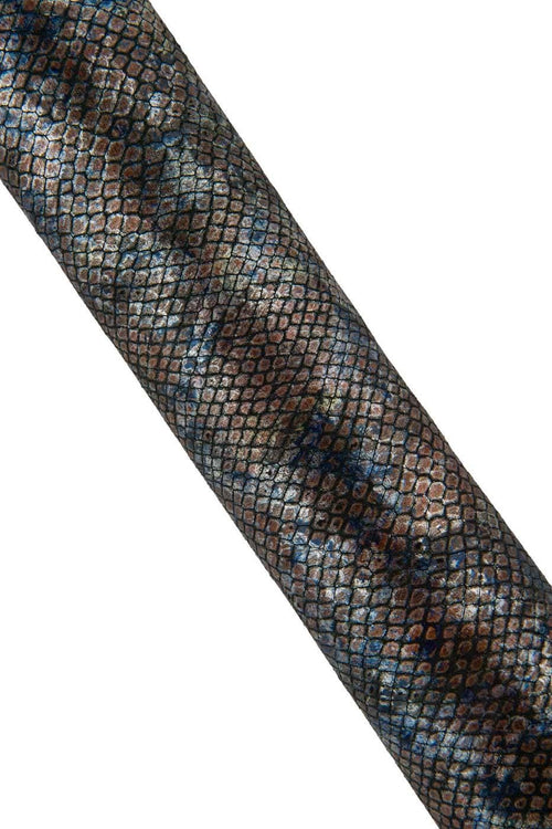 Black PYTHON printed leather hide with multicolor abstract texture, METALLIC printed snakeskin, bright goatskin B19318-MT(st) La Garzarara