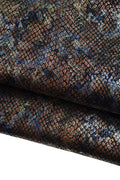 Black PYTHON printed leather hide with multicolor abstract texture, METALLIC printed snakeskin, bright goatskin B19318-MT(st) La Garzarara