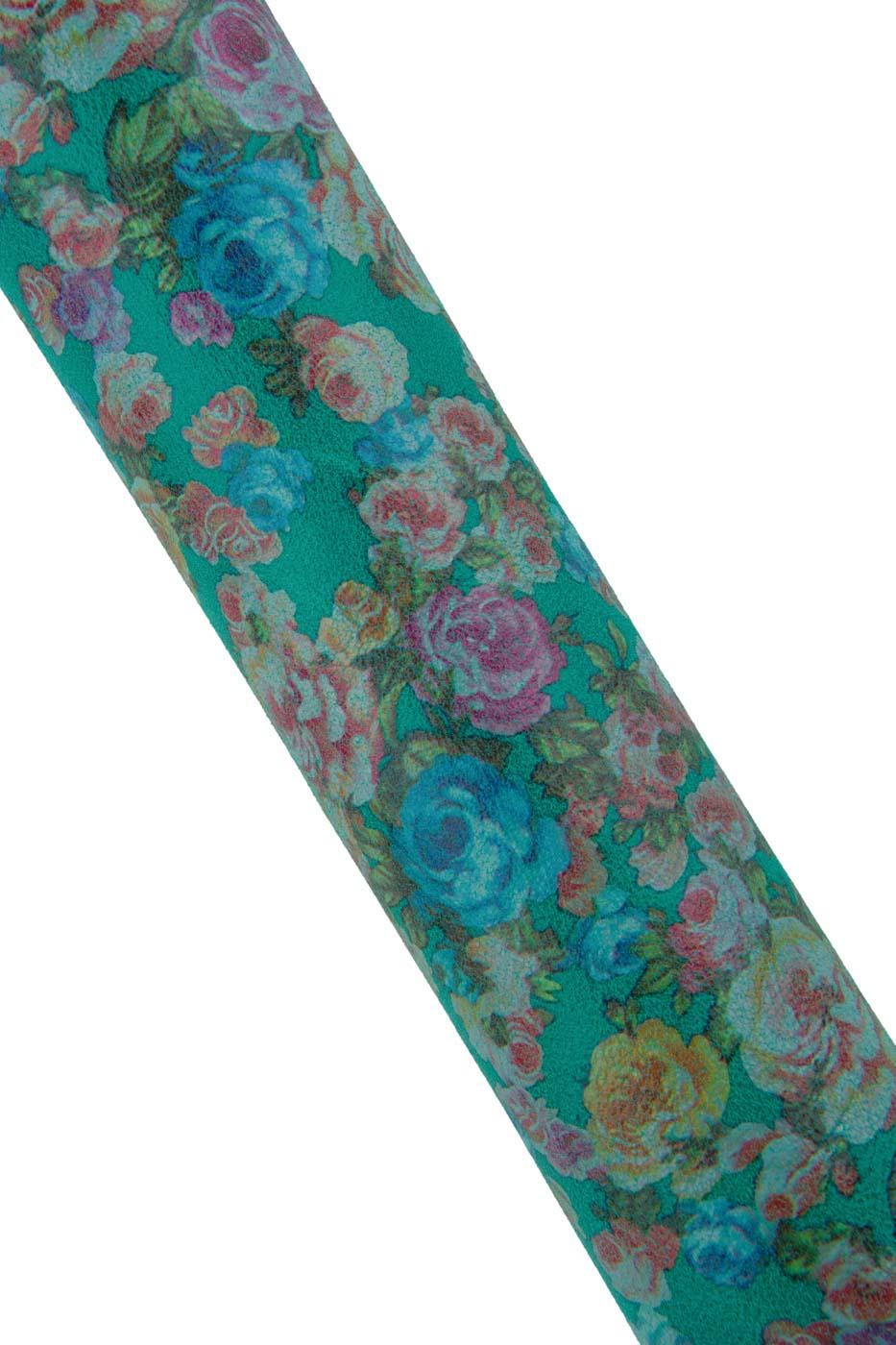 MULTICOLOR FLORAL textured goatskin, colorful flower print on green leather skin, glossy, soft, ideal for hobbysists B19393-ST La Garzarara