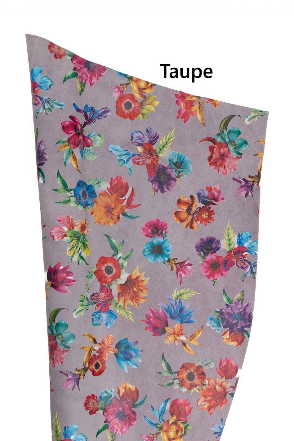 FLORAL print on suede leather skin, MULTICOLOR flower textured goatskin, hide for hobbyists B19241-ST La Garzarara