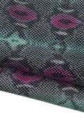 Dark green - purple - black PYTHON printed leather skin, SNAKE textured semi glossy calfskin, reptile pattern on soft hide B19446-ST