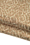 Light gold - beige SNAKE printed leather skin, METALLIC reptile textured suede goatskin, glossy soft python hide B19407-MT(st) La Garzarara