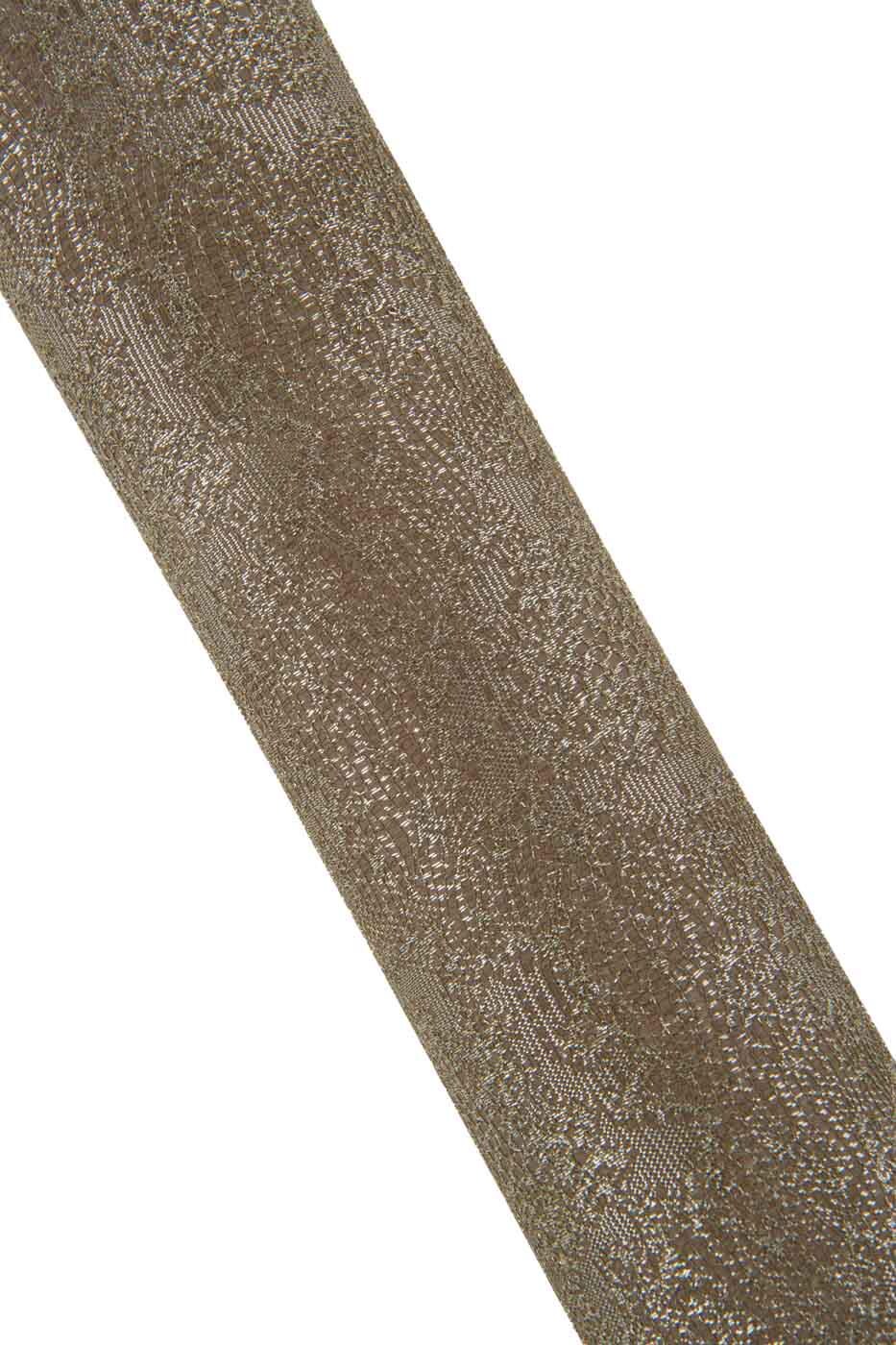 LACE printed leather skin, brown goatskin matched to light gold GLITTER fabric, metallic material for hobbyists B19407-MT(st) La Garzarara