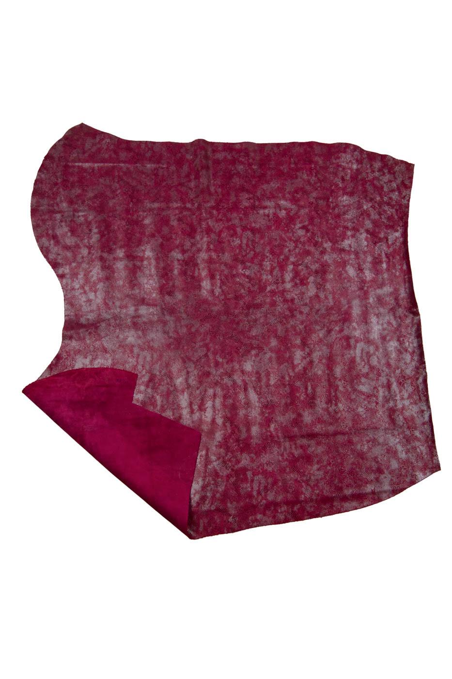Burgundy FLORAL printed cowhide, metallic TEXTURED split leather hide, flower pattern on soft calfskin B19430-MT(st) La Garzarara