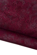 Burgundy FLORAL printed cowhide, metallic TEXTURED split leather hide, flower pattern on soft calfskin B19430-MT(st) La Garzarara