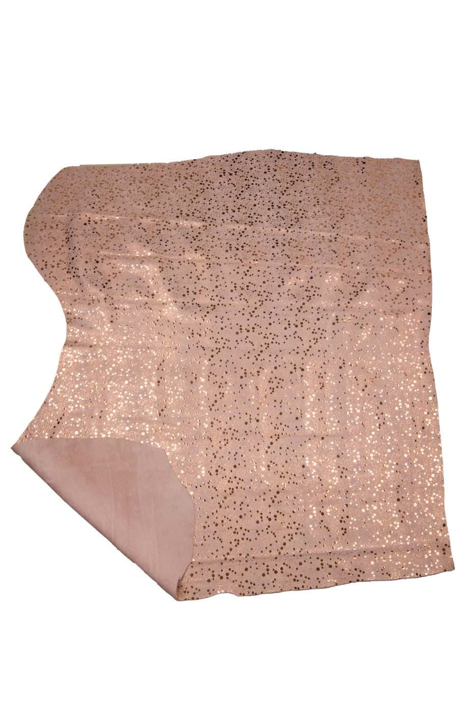 Pink POLKA DOTS textured suede leather hide, metallic textured split cowhide, sparkle soft calfskin for hobbyists B19431-MT(st) La Garzarara