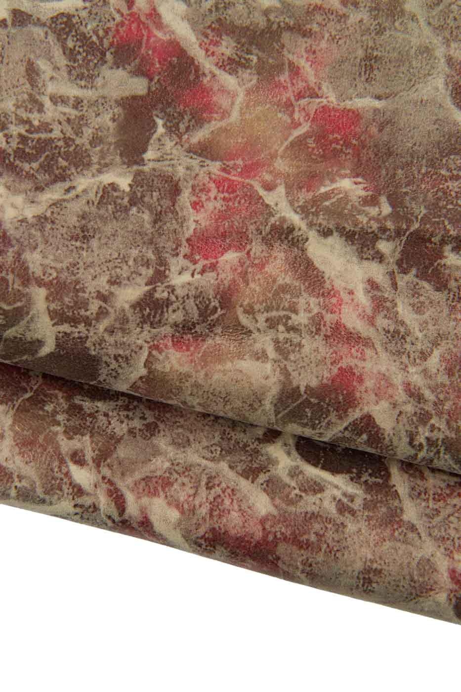 METALLIC textured SUEDE leather skin, abstract print on soft bright goatskin, sparkle material for hobbyists B19420-MT(st) La Garzarara