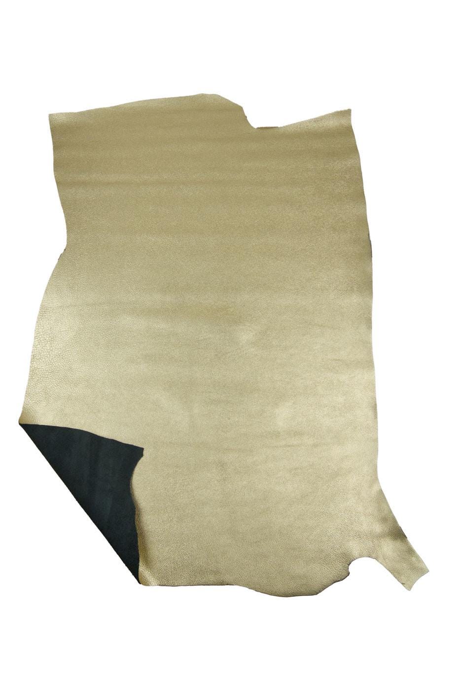 Gold METALLIC leather hide, soft GRAINY cowhide, sparkle thick calfskin for crafters B19440-MT La Garzarara