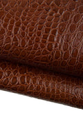 Brown CROCODILE EMBOSSED leather hide, alligator printed glossy cowhide, genuine calfskin for bags crafting B19308-ST La Garzarara