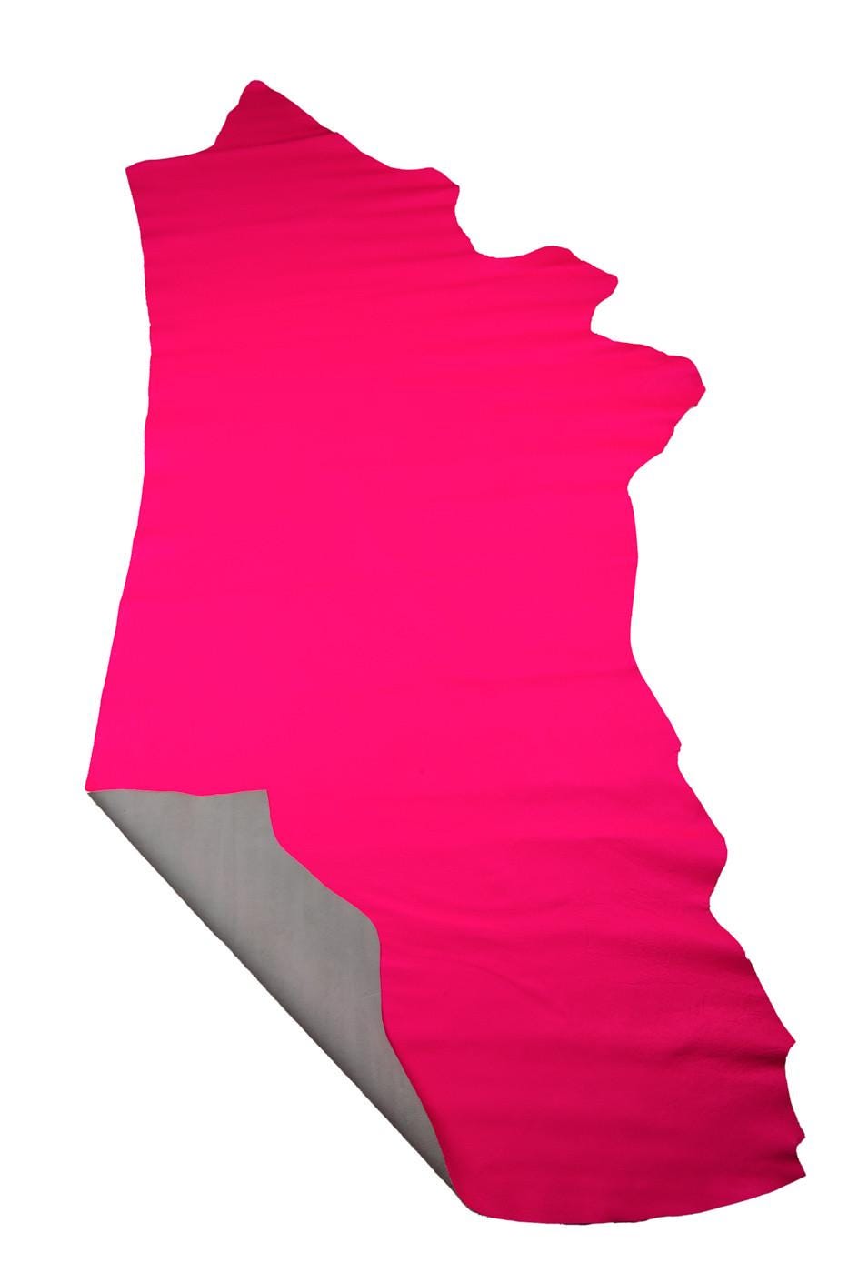 FUCHSIA NAPLACK leather hide, wrinkled semi glossy patent cowhide, soft calfskin for crafting, 1.3 - 1.5 mm B19353-TU La Garzarara