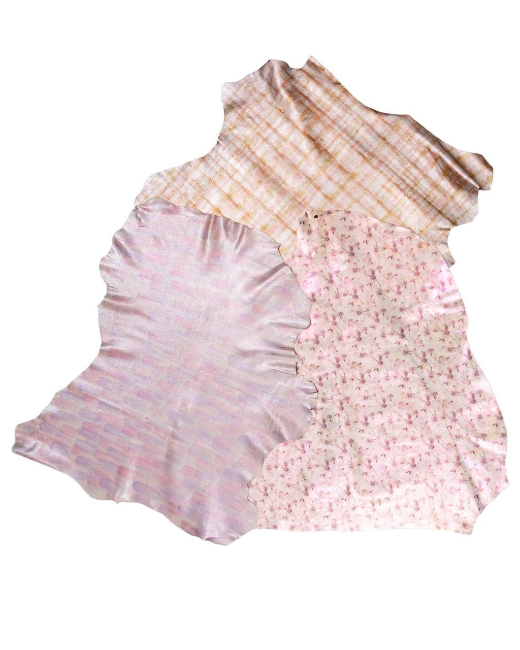 Set of 3 PASTEL print leather skin, floral abstract patterned leather hide, italian leather for leathercrafts B18999-MT(st) La Garzarara