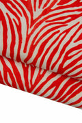 ZEBRA textured hair on leather hide, red- white animal print on hairy cowhide, elegant PONY leather for crafting B19377-CV La Garzarara