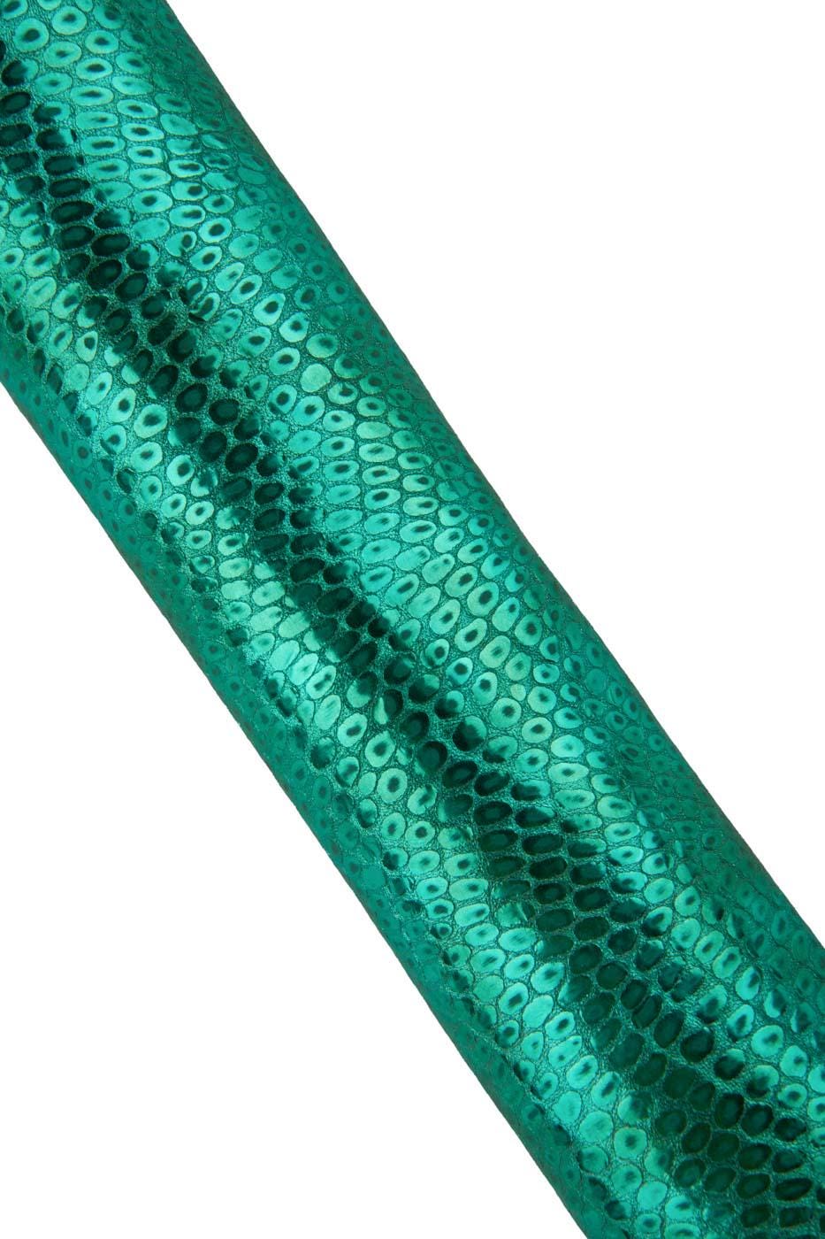 Turquoise METALLIC REPTILE printed leather skin, sparkle crocodile embossed goatskin, bright soft hide B19481-MT(st) La Garzarara