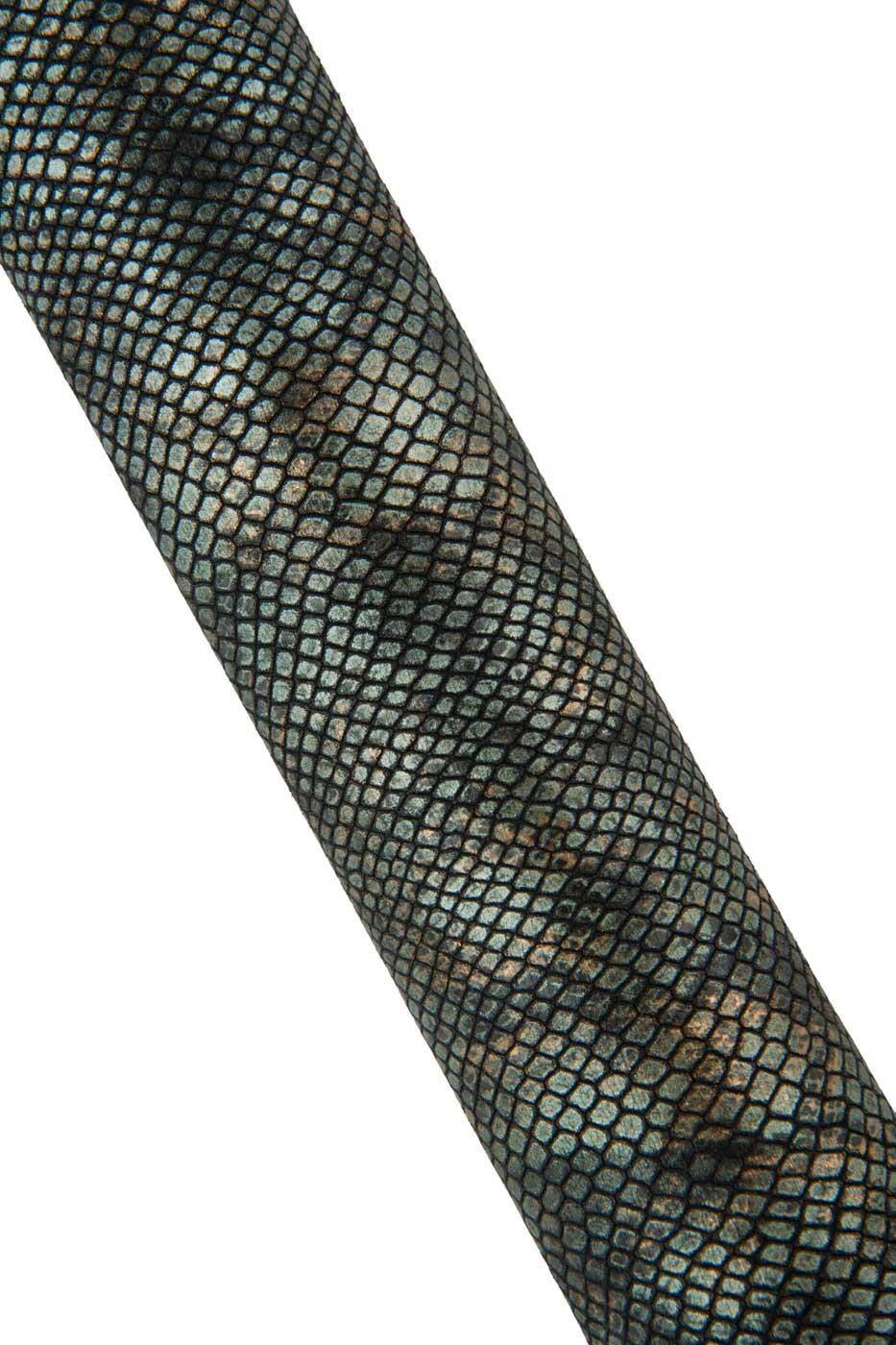 METALLIC PYTHON textured leather skin, steelmetal, black, bronze reptile printed goatskin, glossy soft hide B19316-MT(st) La Garzarara