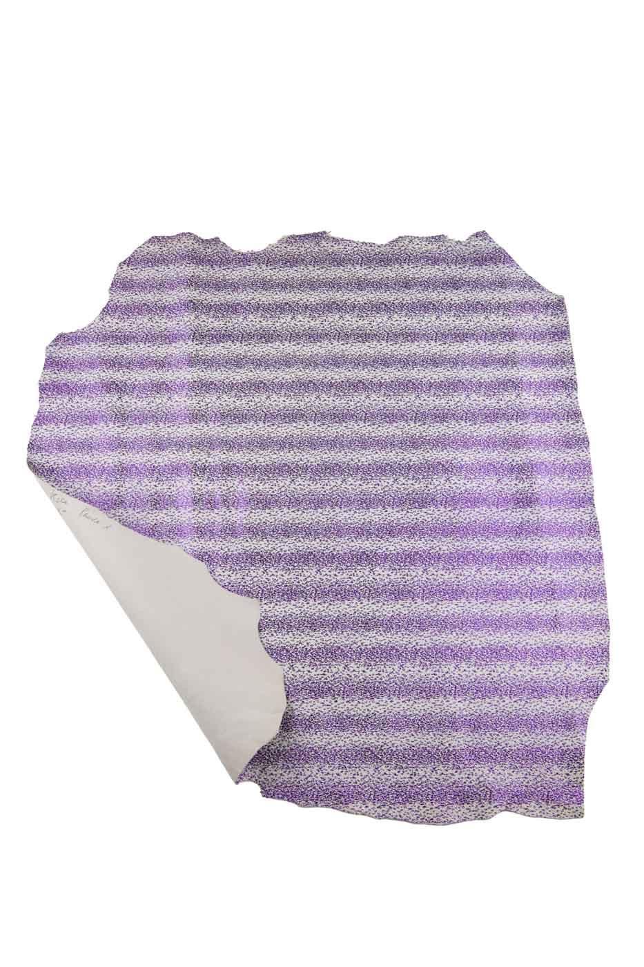 Purple - white metallic reptile textured leather skin, bright soft snake printed thin goatskin, ideal for hobbyists b19472-mt(st)