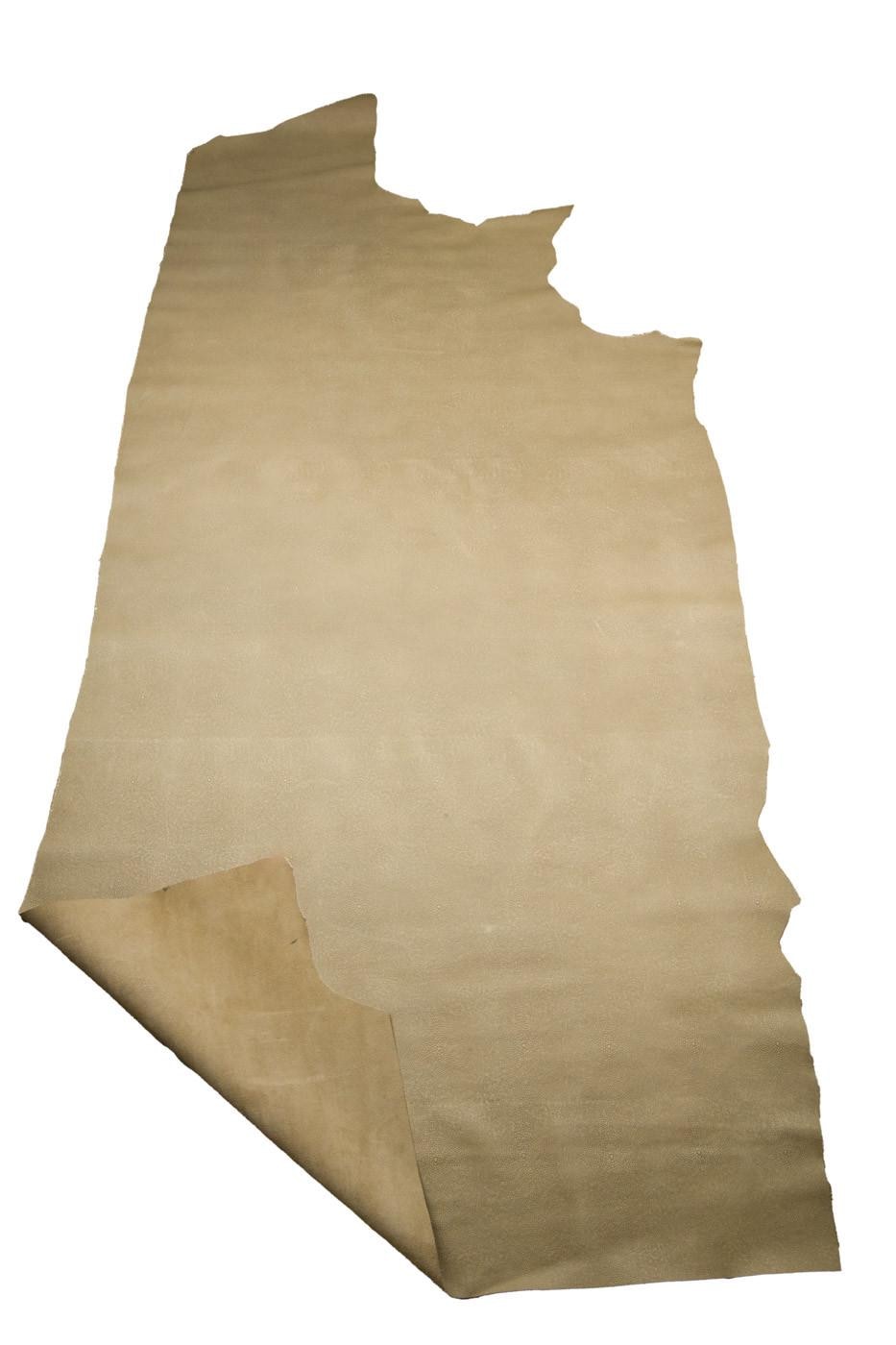 Beige RAY printed leather hide, EMBOSSED matt cowhide, standard temper, 1.2 - 1.3 mm B19347-ST La Garzarara
