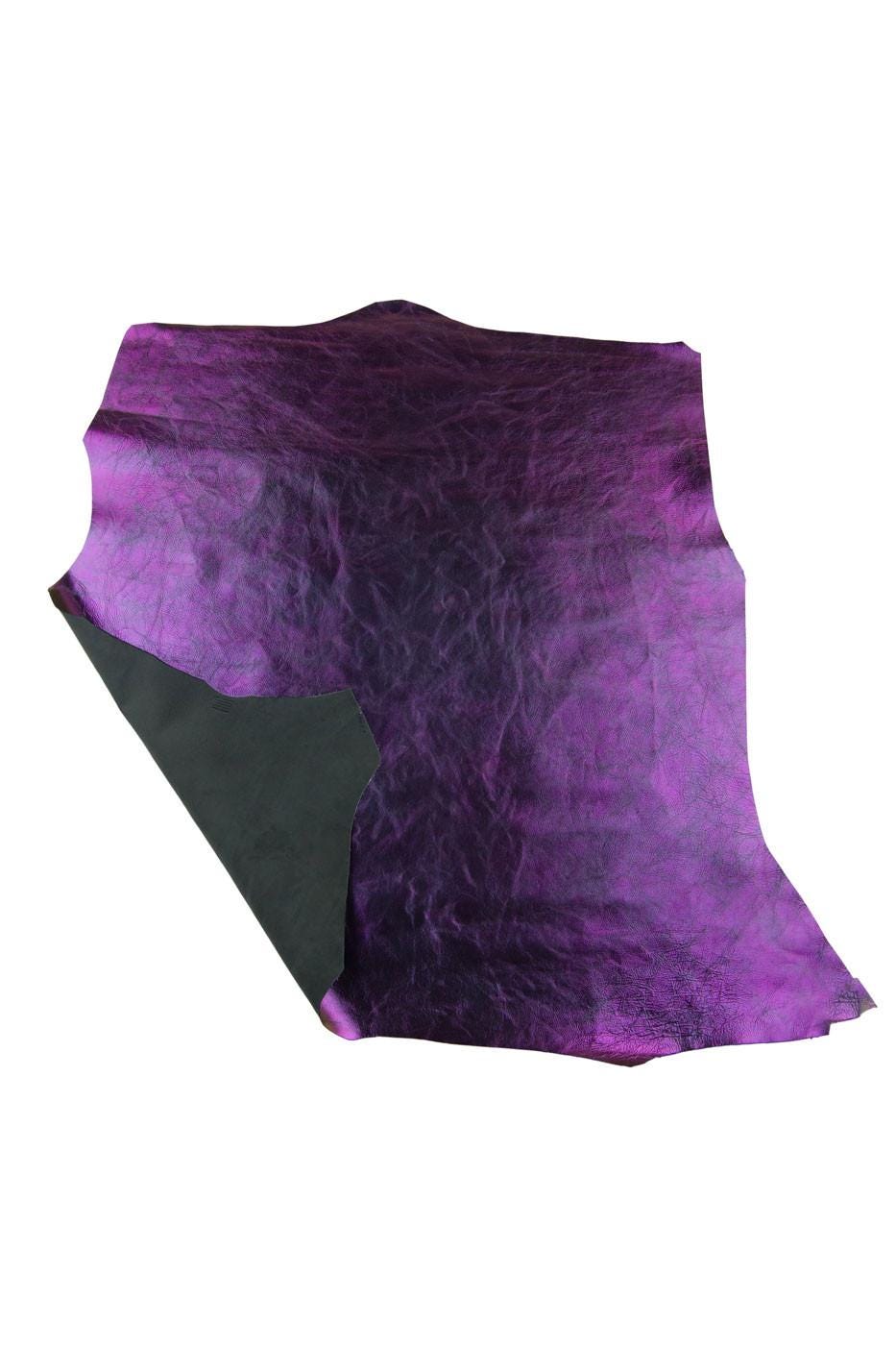 IRIDESCENT METALLIC purple leather skin, soft bright goatskin, sparkle wrinkled hide 0.5 - 0.6 mm for hobbyists B19333-MT La Garzarara