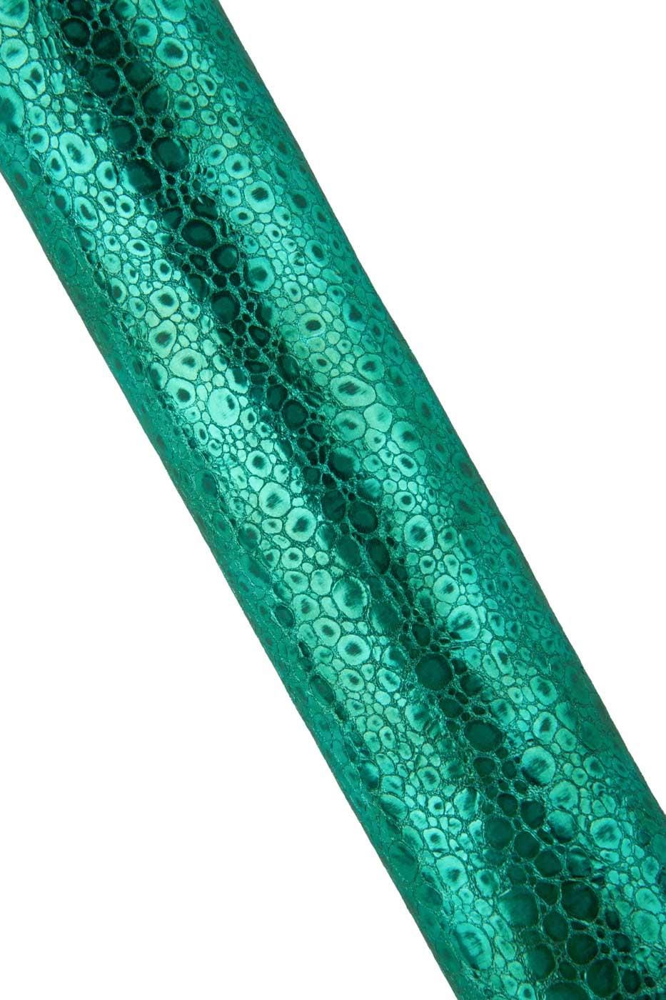 Turquoise CROCODILE METALLIC leather skin, aquamarine soft aged goatskin, bright sparkle reptile textured hide for hobbyists B19395-MT(st)