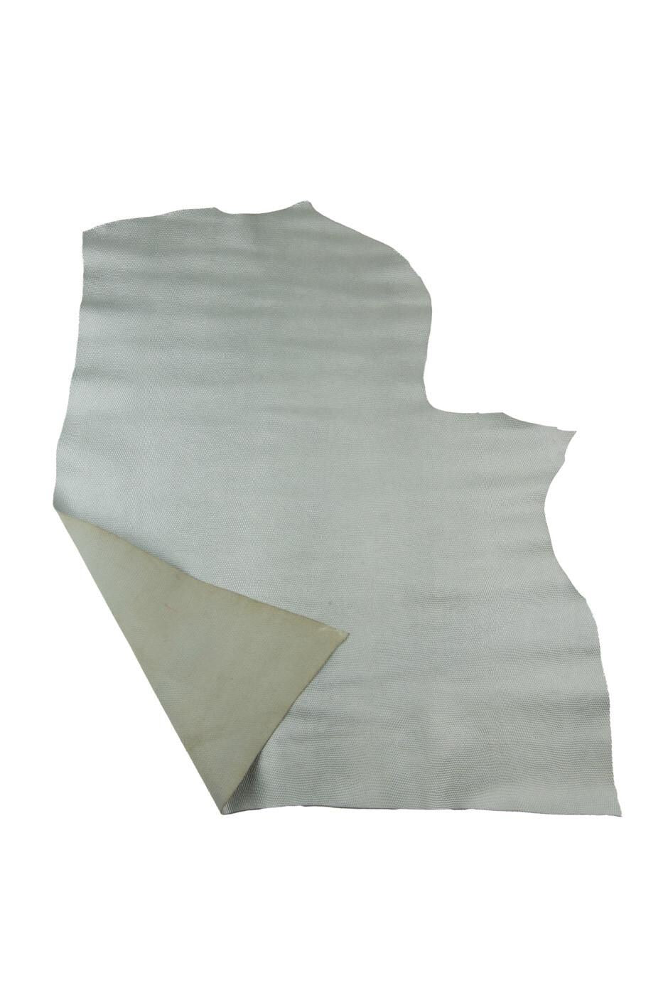 SILVER GLITTERED leather hide, geometrical embossed bright calfskin, relief printed cowhide, 1.3 - 1.6 mm B19326-MT(st) La Garzarara