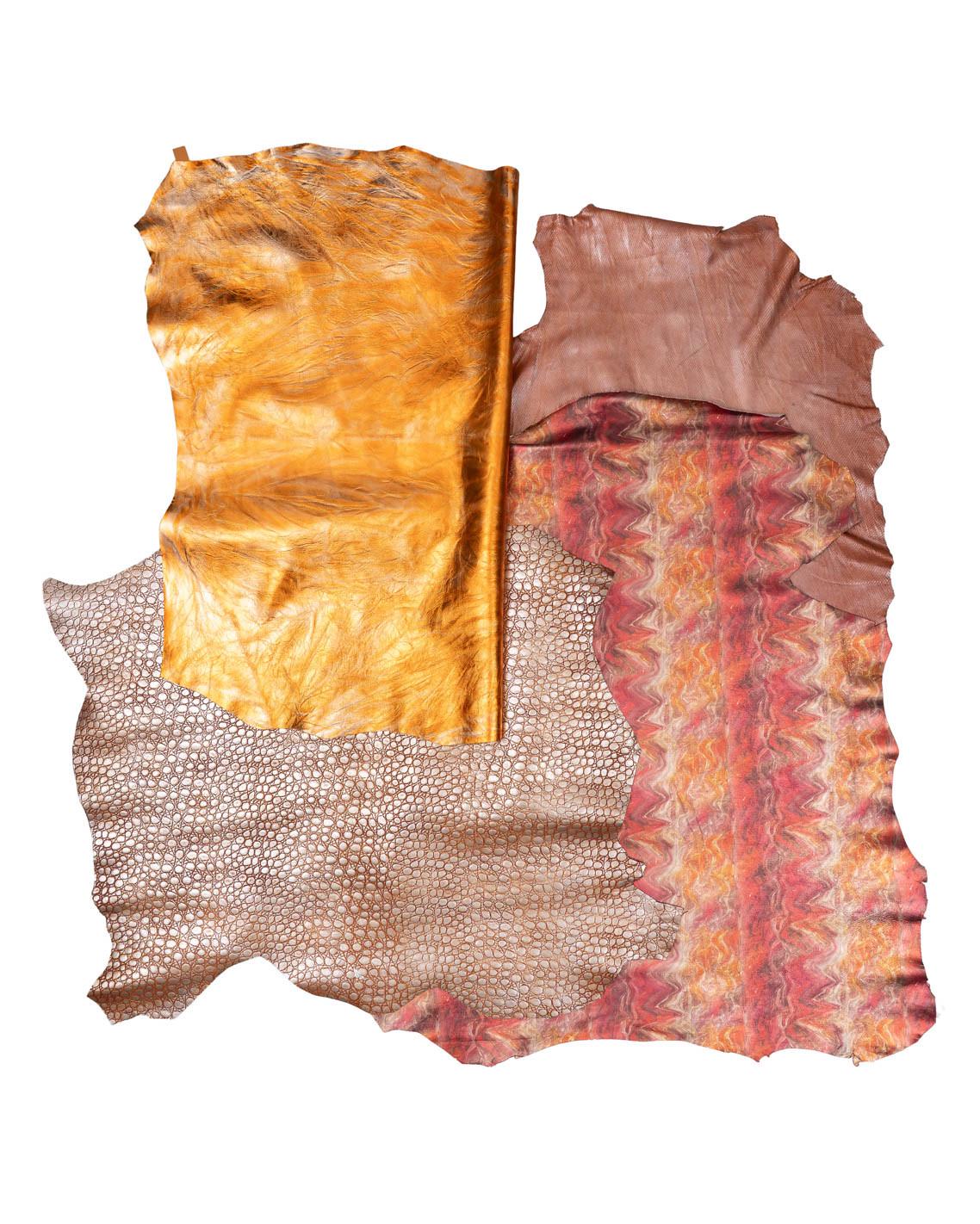 Bundle of 4 matching skins, ORANGE tone, metallic and printed crocodille, python and abstract per hobbyists B18992-MT(ST) La Garzarara