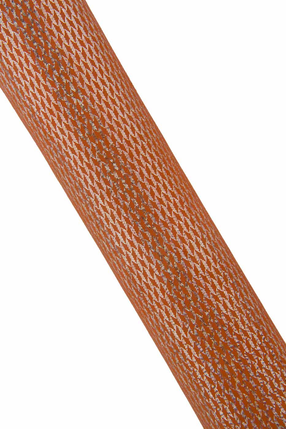 Pack of 3 IRIDESCENT metallic suede goatskins, orange leather skins with silver HOLOGRAPHIC geometrical pattern B19401-MT(st) LaGarzarara