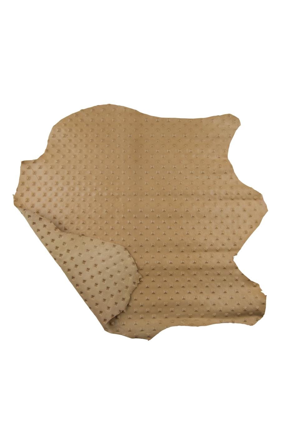 Beige EMBOSSED leather skin, soft matt goatskin, RELIEF printed hide, 0.5 - 0.7 mm B19383-ST La Garzarara
