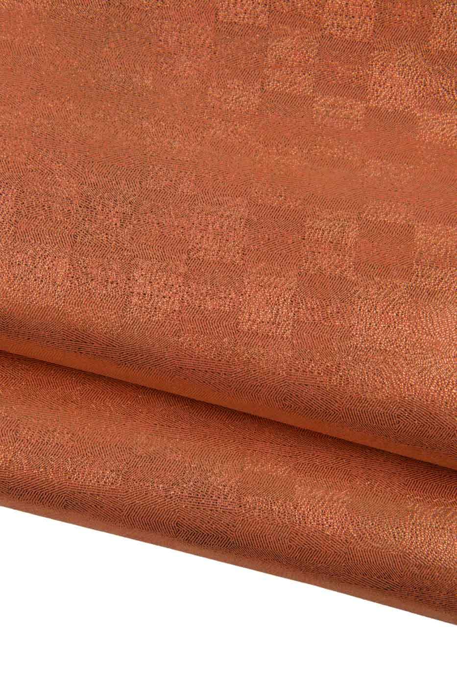Pack of 3 METALLIC SUEDE goatskins, orange leather skins with gold geometrical pattern B19475-MT(st) LaGarzarara