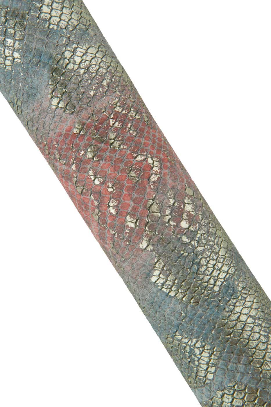 PYTHON textured leather skin, pink - light blue - silver SNAKE pattern on soft goatskin, ideal for hobbyists B19468-MT(st) La Garzarara