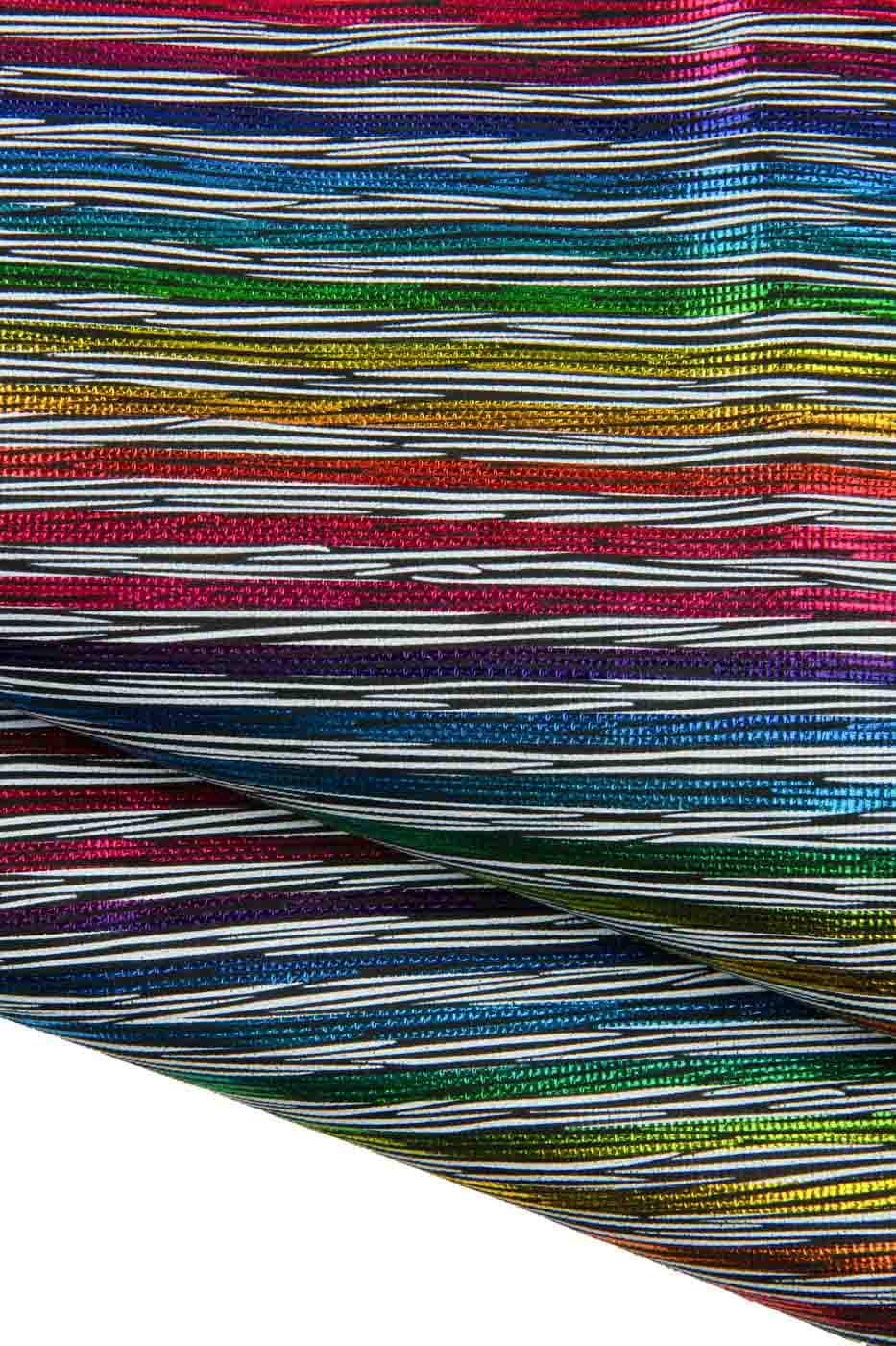 MULTICOLOR STRIPED leather skin, colorful rainbow printed goatskin, soft sparkle hide for diy creations B19385-MT(st) La Garzarara