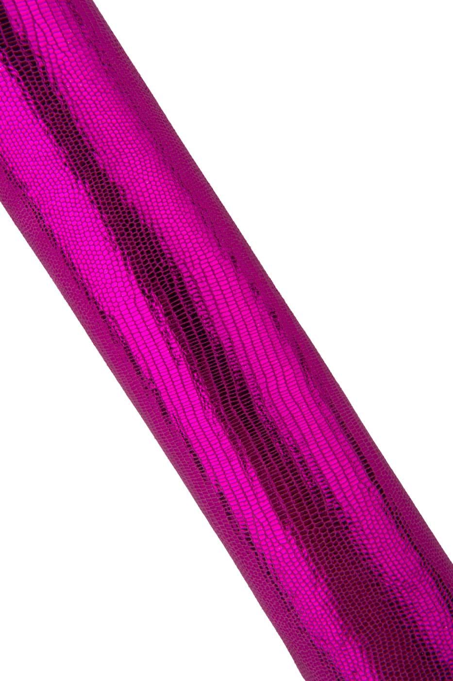 Fuchsia LIZARD printed leather skin, METALLIC reptile textured goatskin, classic brigh soft hide for hobbyists B19400-MT(st) La Garzarara