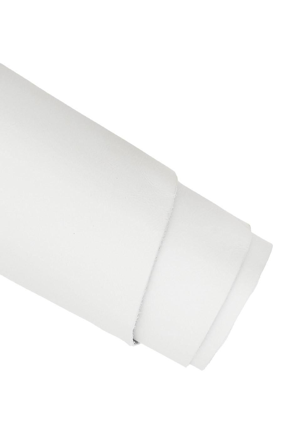 WHITE SMOOTH leather hide, solid color soft cowhide, sporty matt calfskin, 1.5 - 1.7 mm B19853-TU La Garzarara