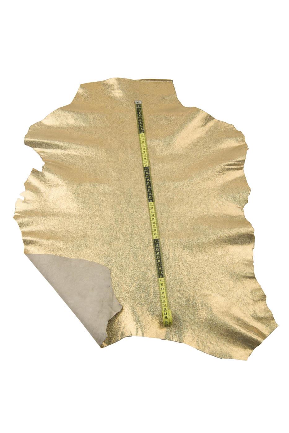 IRIDESCENT gold leather skin, soft metallic goatskin, bright SPARKLE hide for hobbyists B18536-MT La Garzarara