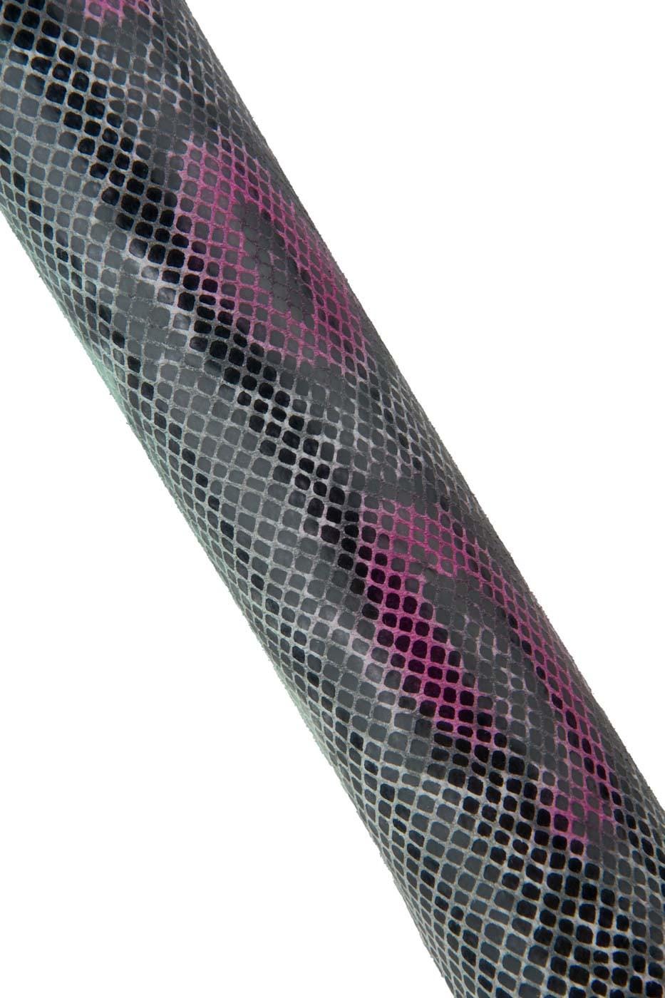 Dark green - purple - black PYTHON printed leather skin, SNAKE textured semi glossy calfskin, reptile pattern on soft hide B19446-ST