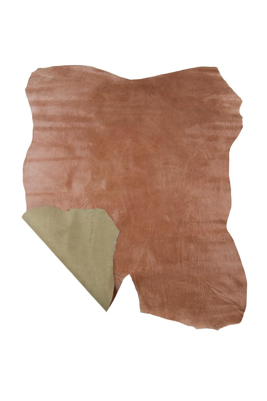 Flesh pink AGED leather skin, GLOSSY soft distressed goatskin, antiqued wrinkled hide for hobbyists B19319-ST La Garzarara