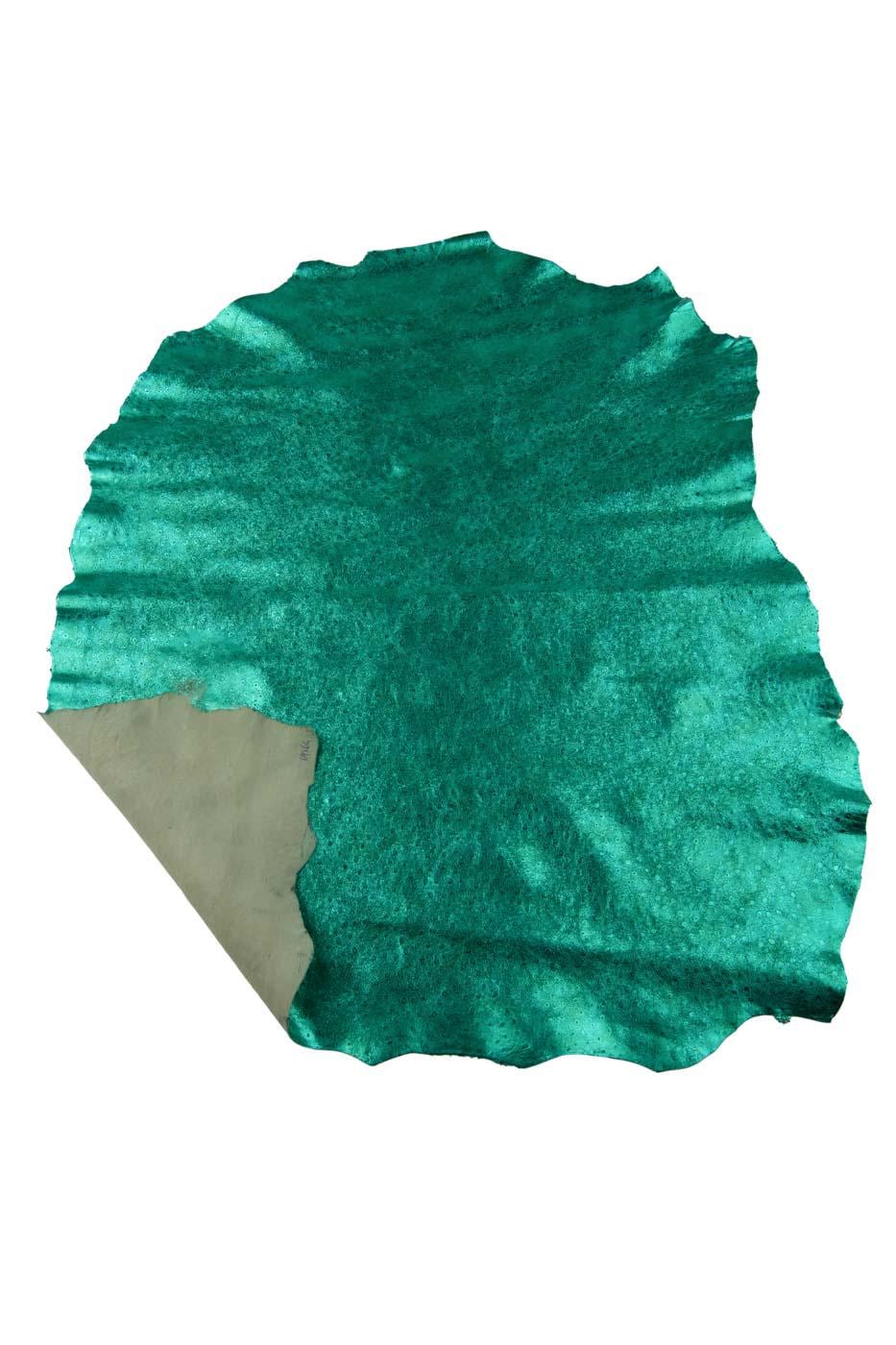 Turquoise METALLIC OSTRICH printed leather skin, sparkle animal printed goatskin, bright soft hide B19478-MT(st) La Garzarara