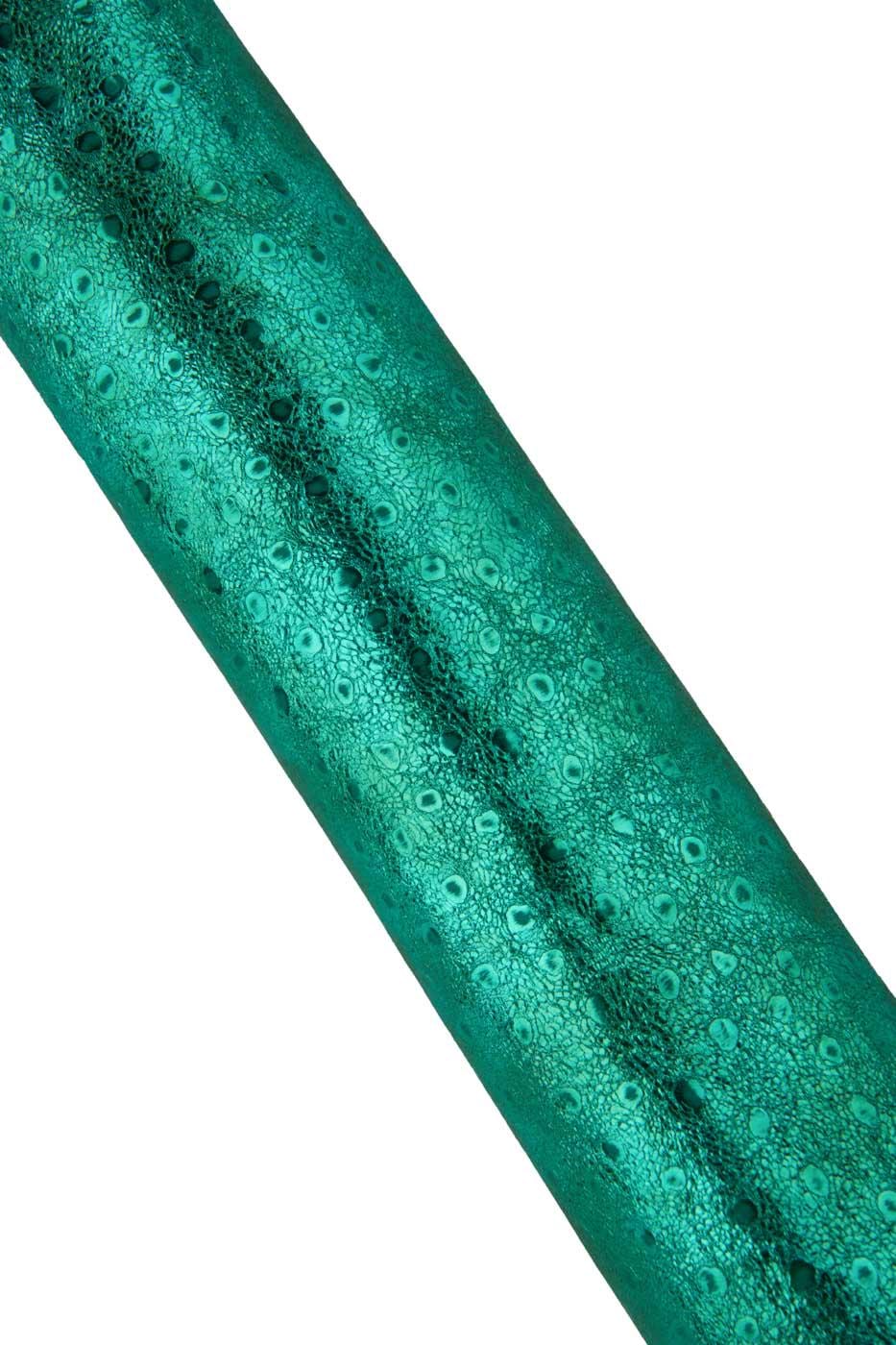Turquoise METALLIC OSTRICH printed leather skin, sparkle animal printed goatskin, bright soft hide B19478-MT(st) La Garzarara