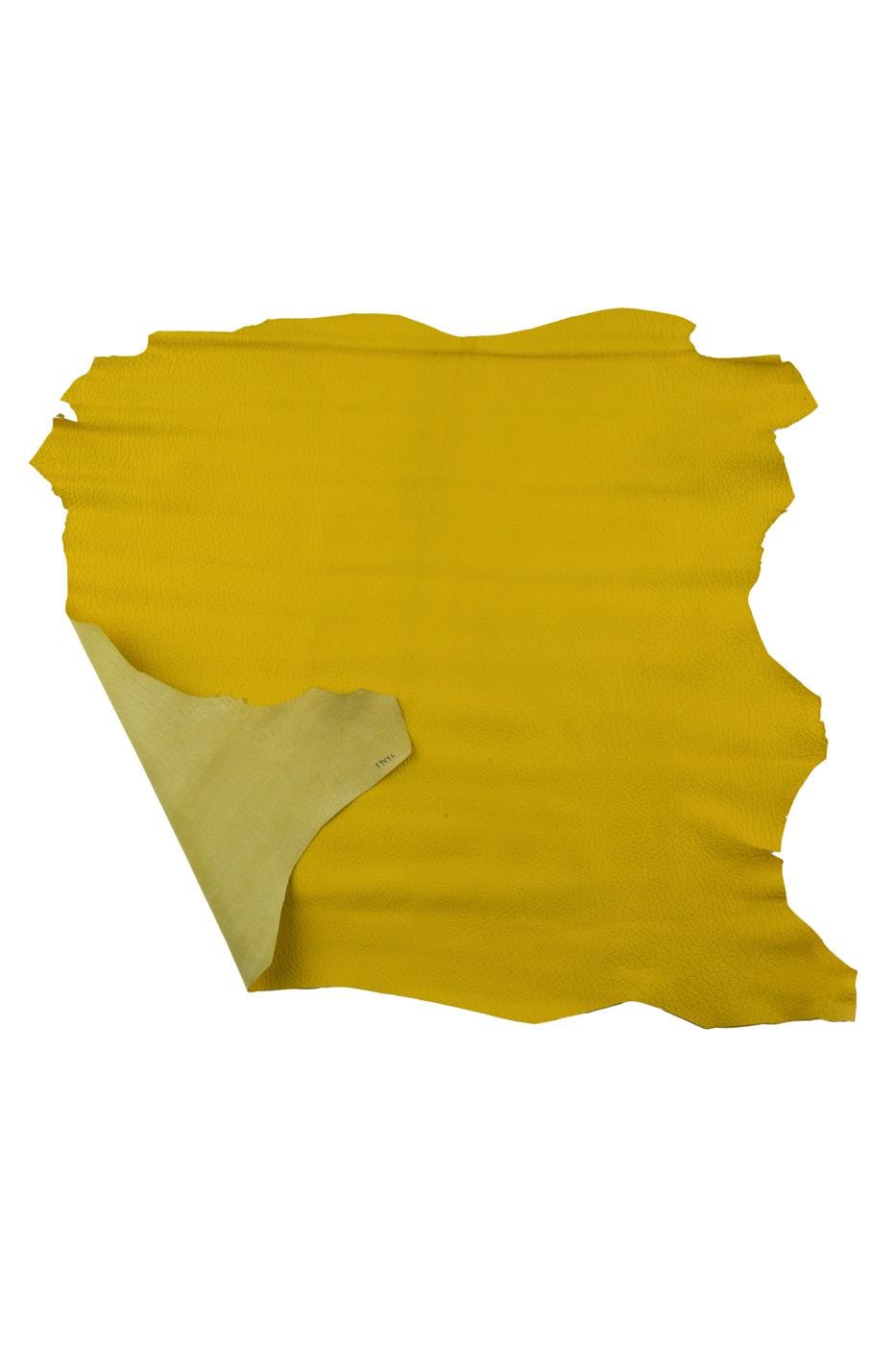 Yellow GRAINY leather skin, super SOFT matt goatskin, sporty printed hide , 0.6 - 0.7 mm , ideal for crafters B19419-TU La Garzarara