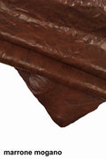 Brown VEGETABLE tanned leather hides - DISTRESSED mahogany sheepskins - wrinkled soft washed nappa sheep B18078-VT La Garzarara