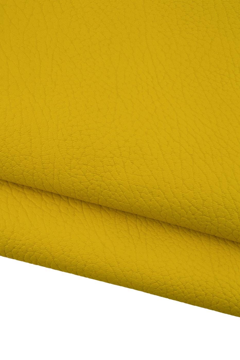 Yellow GRAINY leather skin, super SOFT matt goatskin, sporty printed hide , 0.6 - 0.7 mm , ideal for crafters B19419-TU La Garzarara