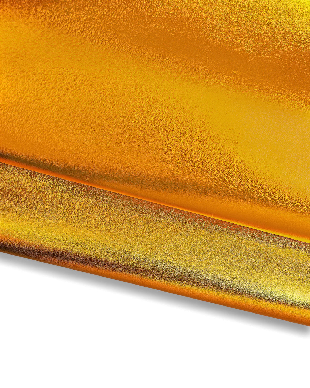 Orange METALLIC leather skin, BRIGHT smooth goatskin, sparkle soft hide for diy projects B18387-MT La Garzarara