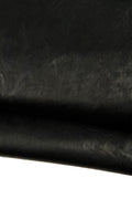 Black sheepskin leather, WASHED, VEGETABLE tanned leather skin, natural soft wrinkled genuine hide, for crafting B19858-TB La Garzarara