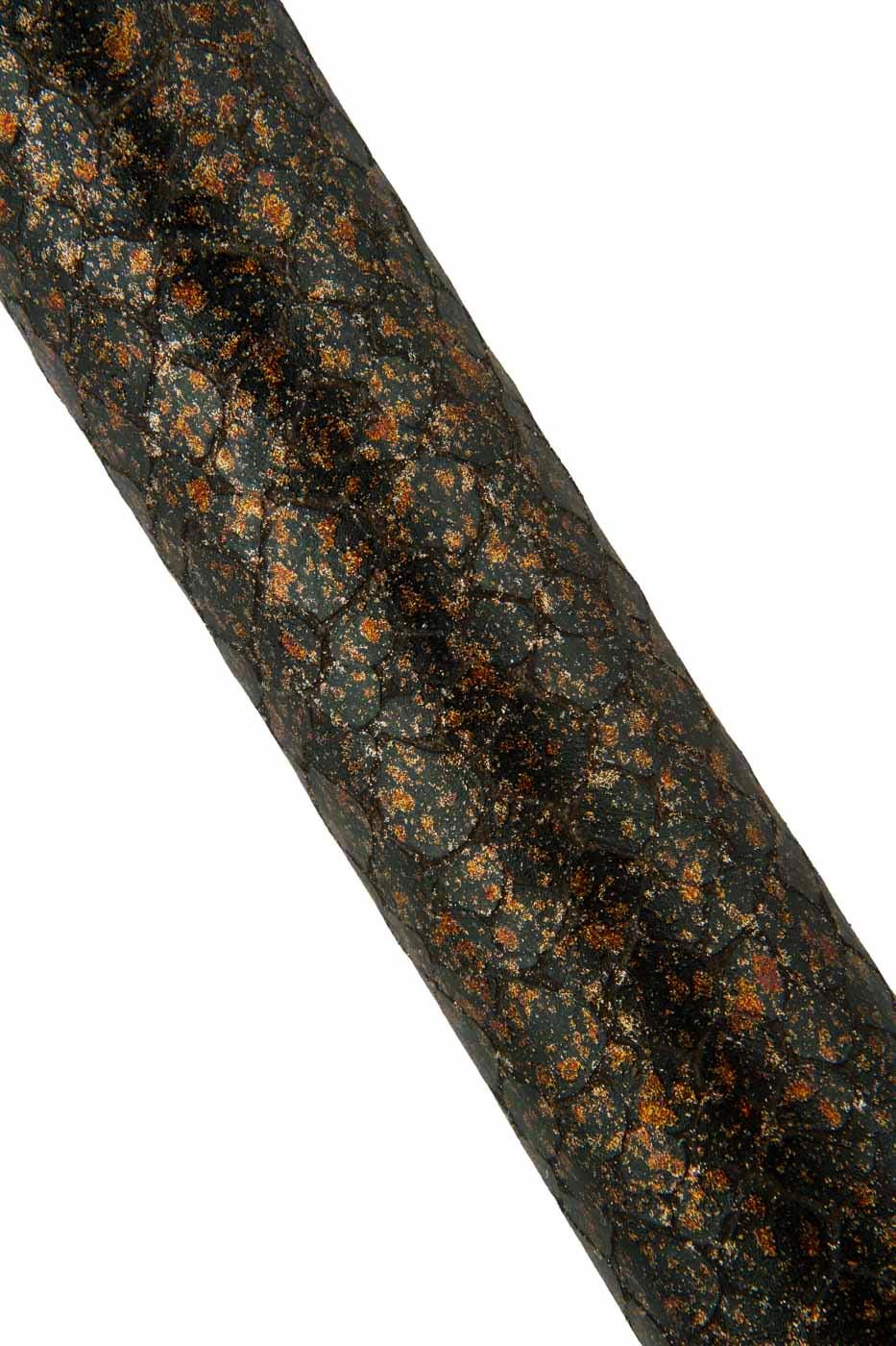 Metallic CROCOCDILE embossed leather hide, black alligator printed skin with bronze SPECKLED pattern, 1.1-1.3 mm B19306-MT(st) La Garzarara