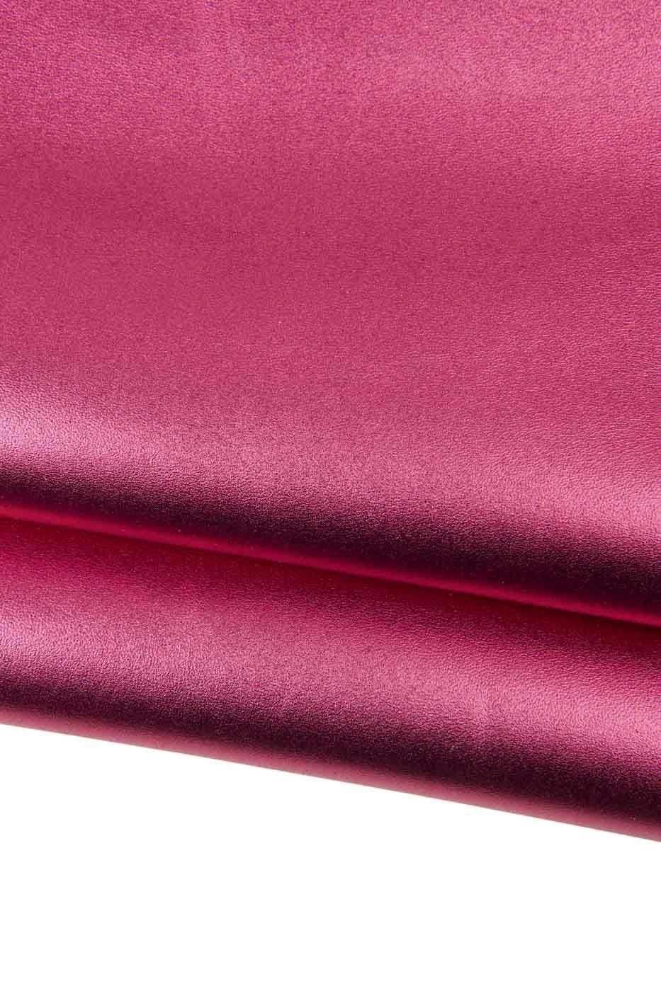 Red METALLIC smooth cowhide, premium quality GLAZED leather hide, soft calfskin 1.0 - 1.2 mm perfect for diy projects b18522-mt
