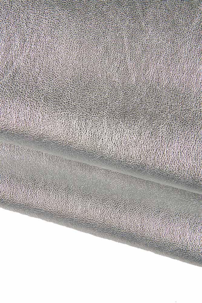 Soft genuine SILVER leather hide, luxurious smooth METALLIC goatskin hide for crafting and diy B16920-MT La Garzarara