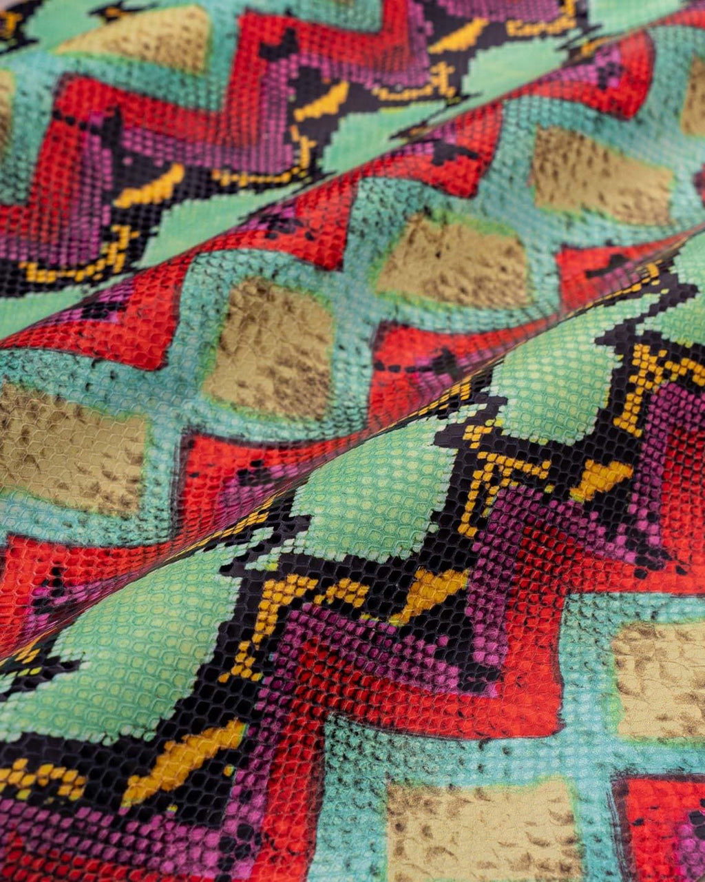 Multicolor PYTHON printed leather hide, reptile textured calfskin, snake pattern on glossy soft hide for DIY B18994-ST La Garzarara