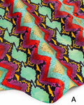 Multicolor PYTHON printed leather hide, reptile textured calfskin, snake pattern on glossy soft hide for DIY B18994-ST La Garzarara