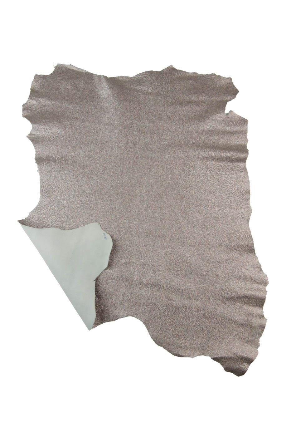 Beige leather skin with multicolor GLITTER, SPARKLE metallic wrinkled goatskin, bright soft material for hobbyists B19415-MT La Garzarara