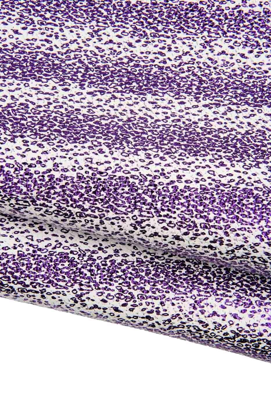 Purple - white metallic reptile textured leather skin, bright soft snake printed thin goatskin, ideal for hobbyists b19472-mt(st)