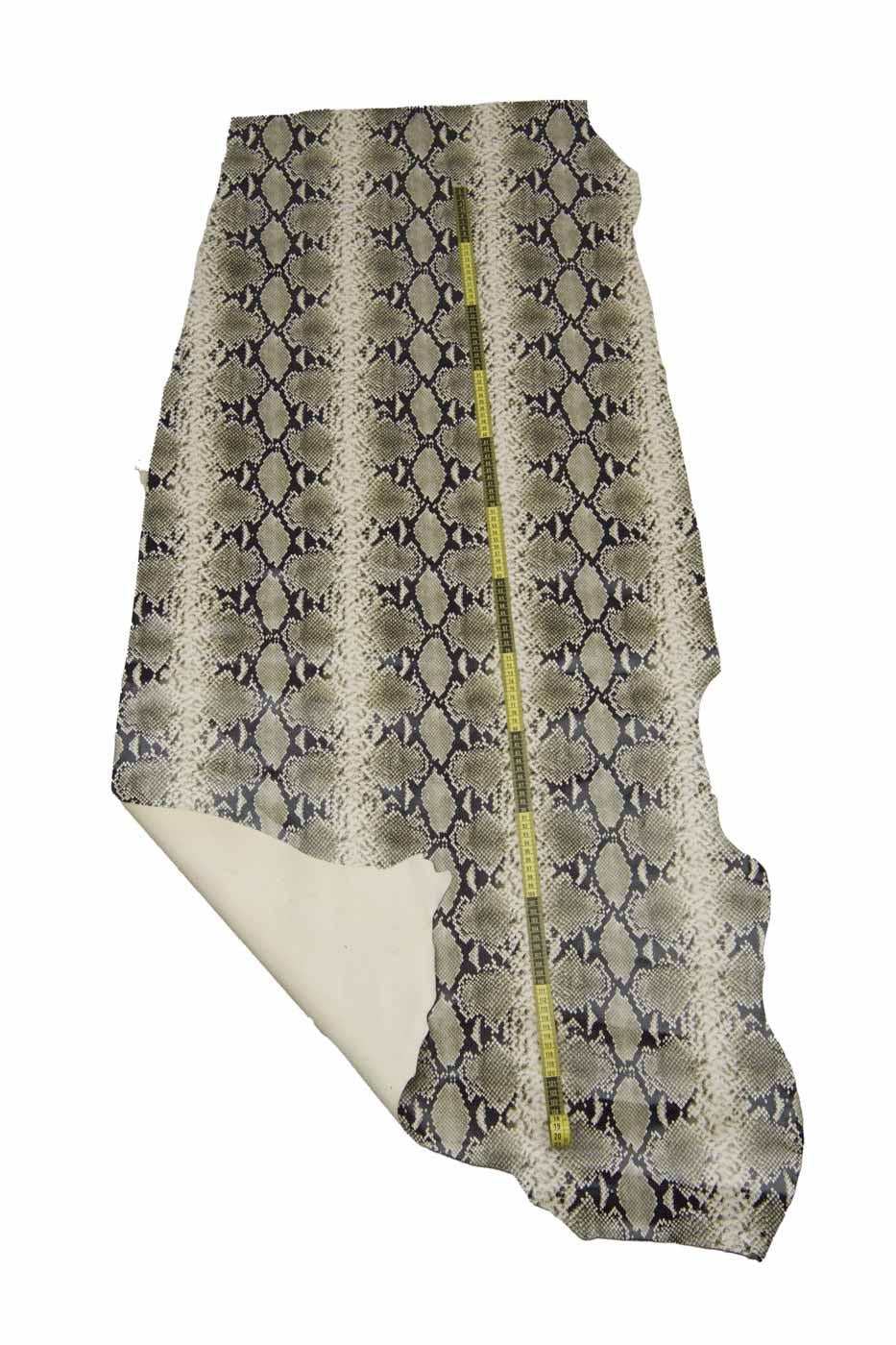ROCK PYTHON textured leather hide, black - grey reptile snake printed calfskin, semi glossy cowhide for diy creations B17974-ST La Garzarara