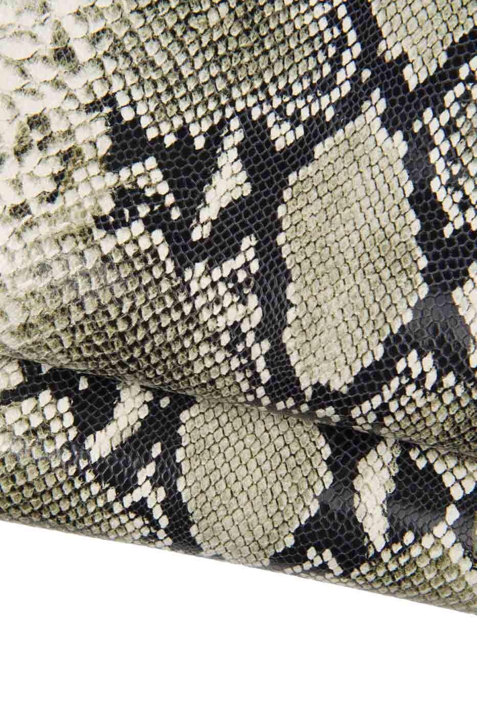 ROCK PYTHON textured leather hide, black - grey reptile snake printed calfskin, semi glossy cowhide for diy creations B17974-ST La Garzarara